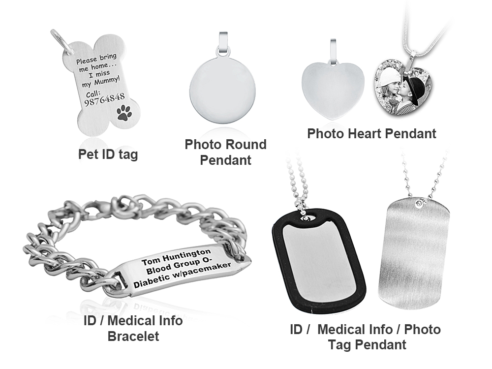 2 Pendant Pet Id Bracelet Tag Heart