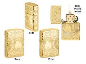 Zippo 29261 currency gold plated armor 360 multicut